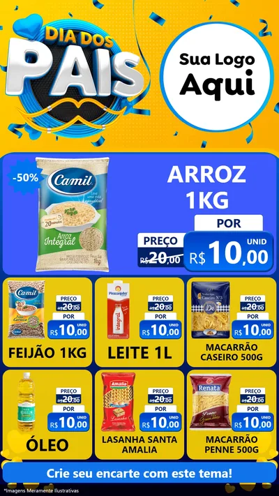 Modelo de Rede Social para Stories com o tema Dia dos Pais para Supermercado