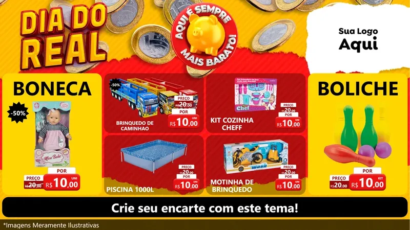 Modelo de TV para TV Horizontal com o tema Dia Do Real para Brinquedos