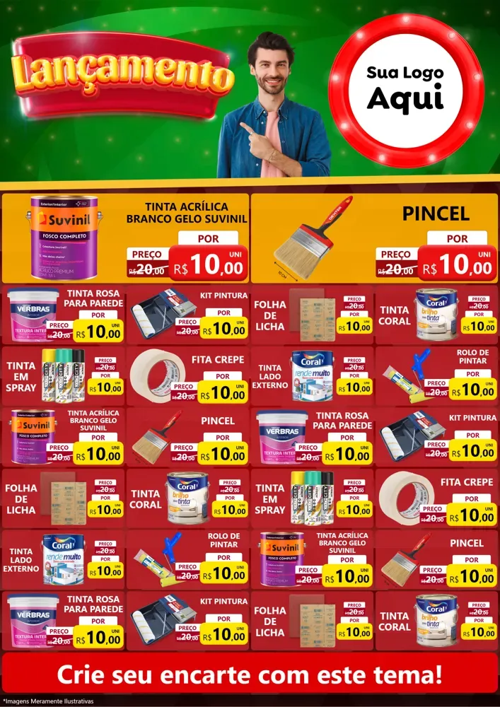 Modelo de Encarte para Encarte A4 Vertical com o tema Lançamento para Tintas e Ferramentas