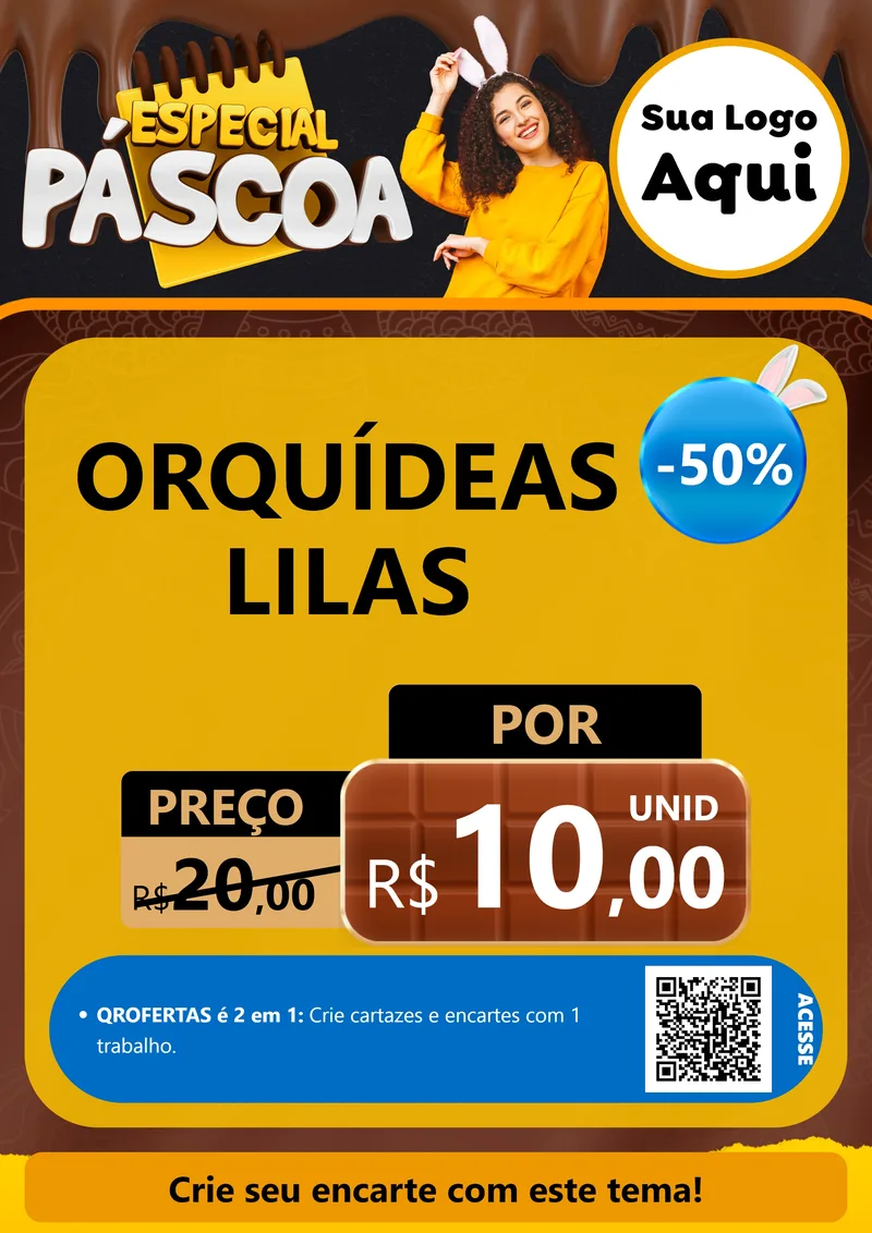 Modelo de Cartaz para Cartaz A4 Vertical com o tema Especial Páscoa para Floricultura e jardim