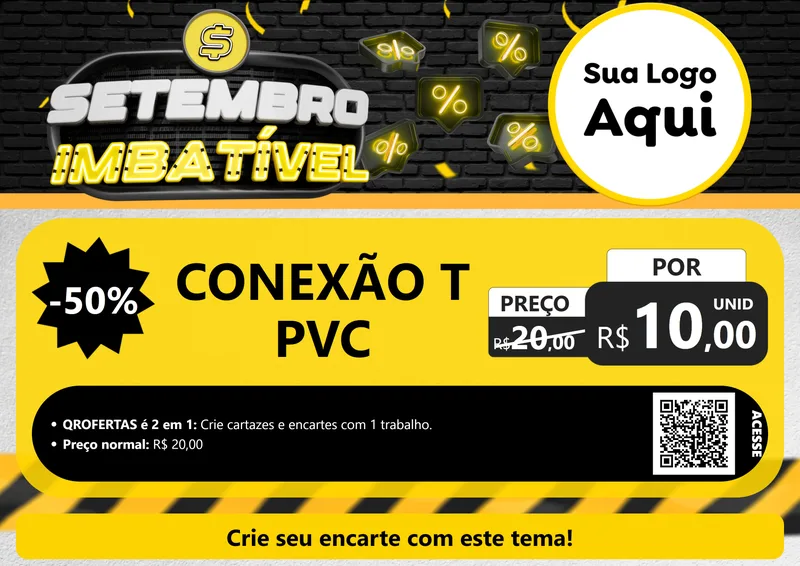 Modelo de Cartaz para Cartaz A4 Horizontal com o tema Setembro Imbatível para Tubos e conexões