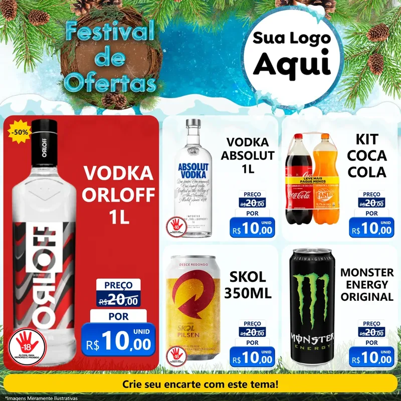 Modelo de Rede Social para Feed Facebook com o tema Festival de Ofertas - Inverno para Distribuidora de bebidas