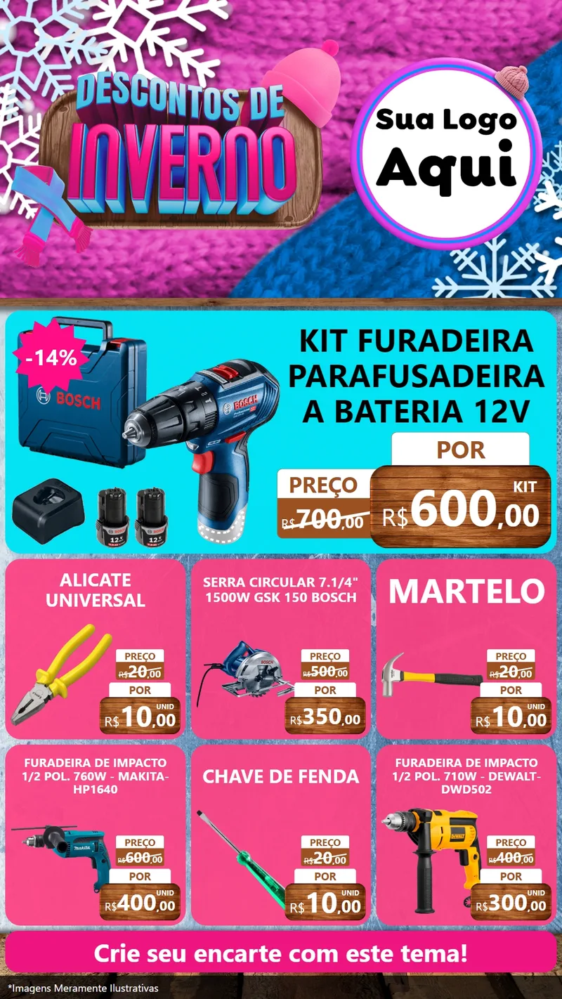 Modelo de Rede Social para Stories com o tema Descontos de Inverno para Maquinas e Ferramentas