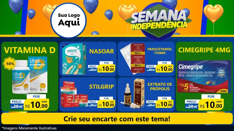 Modelo de TV para TV Horizontal com o tema Semana da Independência para Farmácia