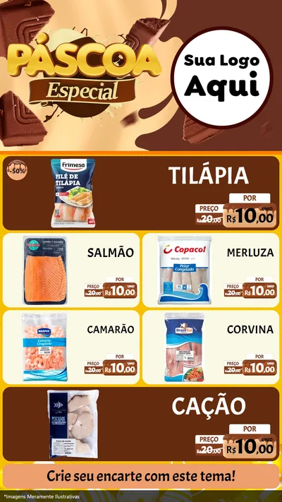 Modelo de TV para TV Vertical com o tema Páscoa Especial para Peixaria