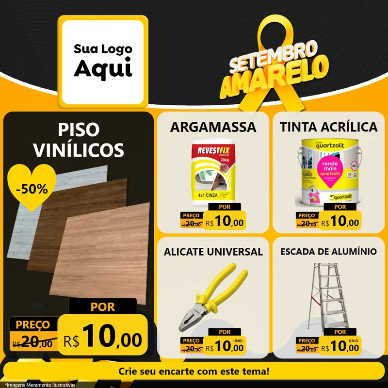 Modelo de Rede Social para Feed Facebook com o tema Setembro Amarelo para Material para Construção