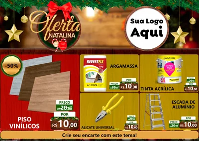 Modelo de Encarte para Encarte A4 Horizontal com o tema Ofertas Natalina para Material para Construção