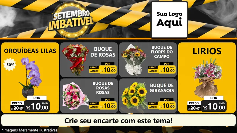 Modelo de TV para TV Horizontal com o tema Setembro Imbatível para Floricultura e jardim