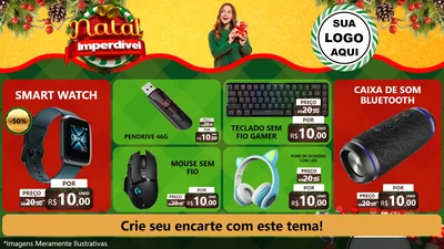 Modelo de TV para TV Horizontal com o tema Natal Imperdível para Informática