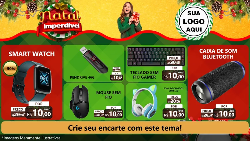 Modelo de TV para TV Horizontal com o tema Natal Imperdível para Informática
