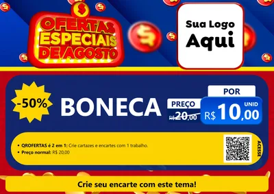 Modelo de Cartaz para Cartaz A4 Horizontal com o tema Ofertas Especiais de Agosto para Brinquedos