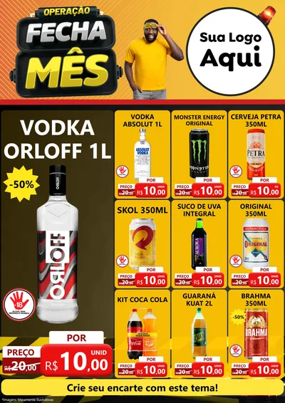Modelo de Encarte para Encarte A4 Vertical com o tema Operação Fecha Mês para Distribuidora de bebidas