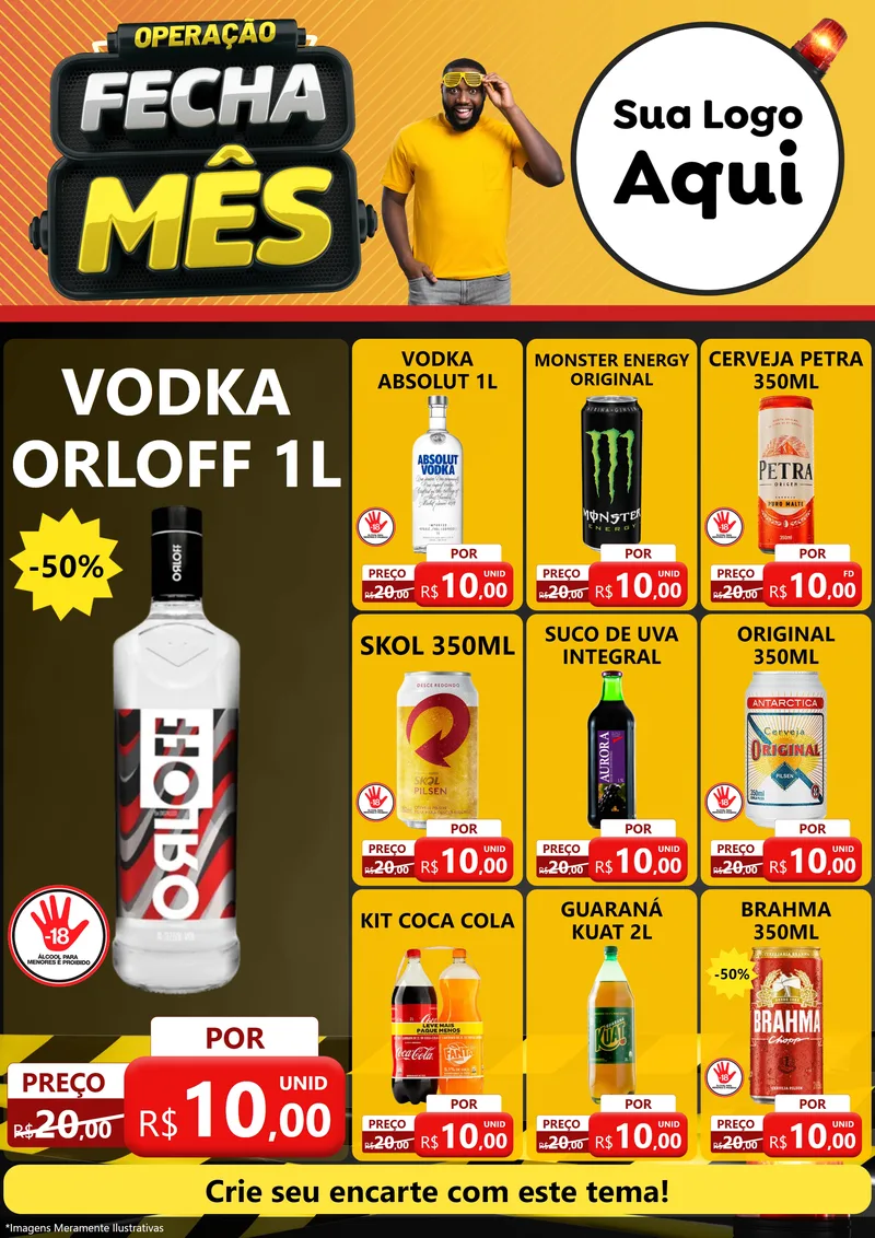 Modelo de Encarte para Encarte A4 Vertical com o tema Operação Fecha Mês para Distribuidora de bebidas
