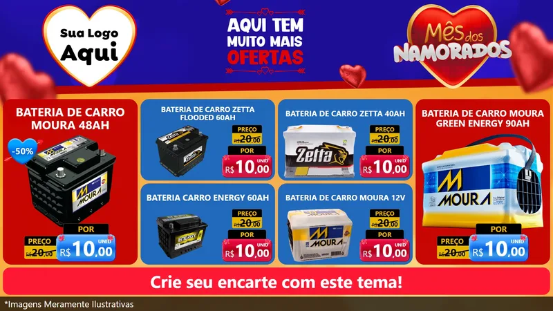 Modelo de TV para TV Horizontal com o tema Mês dos Namorados para Baterias Elétricas
