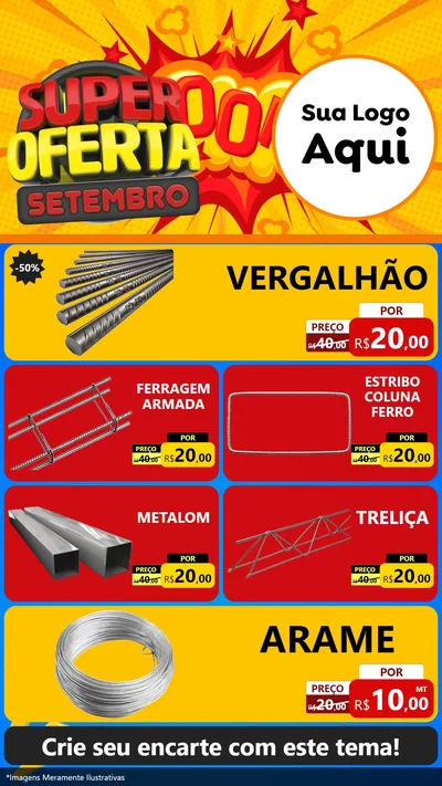 Modelo de TV para TV Vertical com o tema Super Oferta Setembro para Ferragens