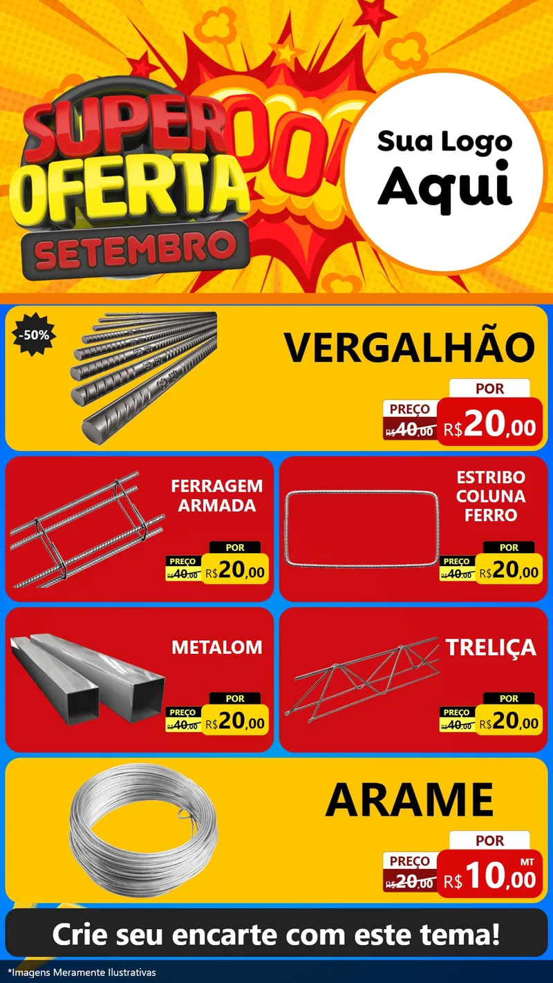 Modelo de TV para TV Vertical com o tema Super Oferta Setembro para Ferragens