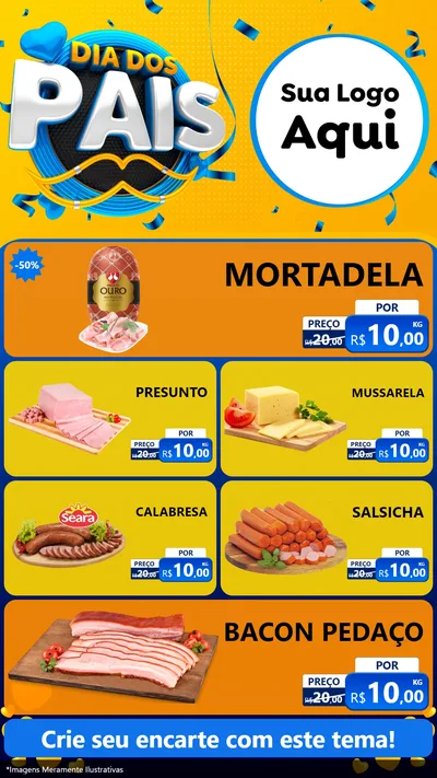 Modelo de TV para TV Vertical com o tema Dia dos Pais para Frios e Laticínios