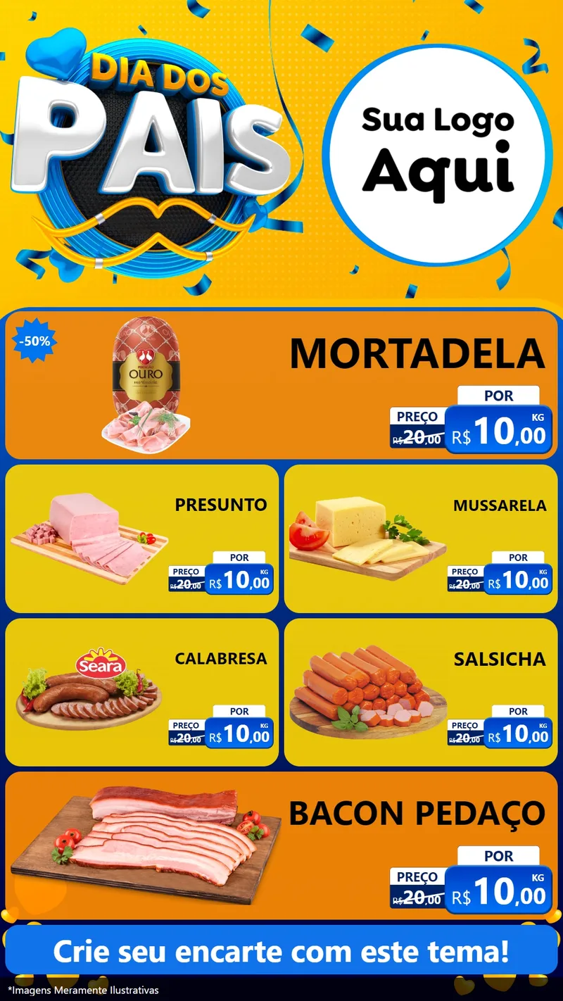 Modelo de TV para TV Vertical com o tema Dia dos Pais para Frios e Laticínios