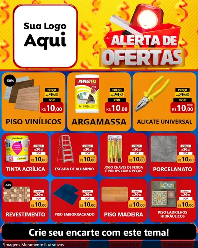 Modelo de Rede Social para Feed Instagram com o tema Alerta de Ofertas para Material para Construção