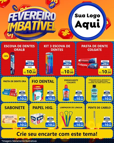 Modelo de Rede Social para Feed Instagram com o tema Fevereiro Imbatível para Higiene Pessoal