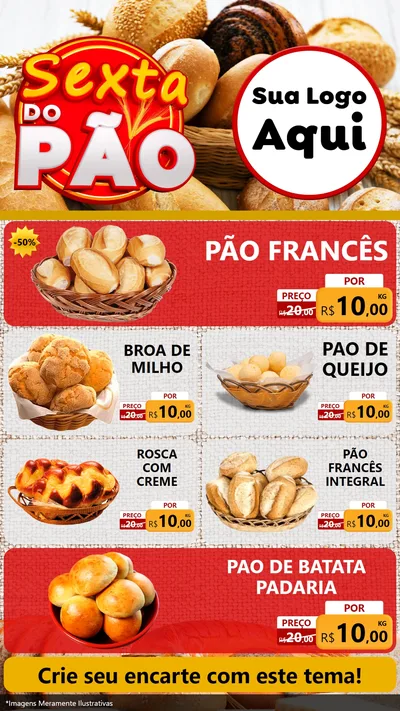 Modelo de TV para TV Vertical com o tema Sexta do Pão para Padaria
