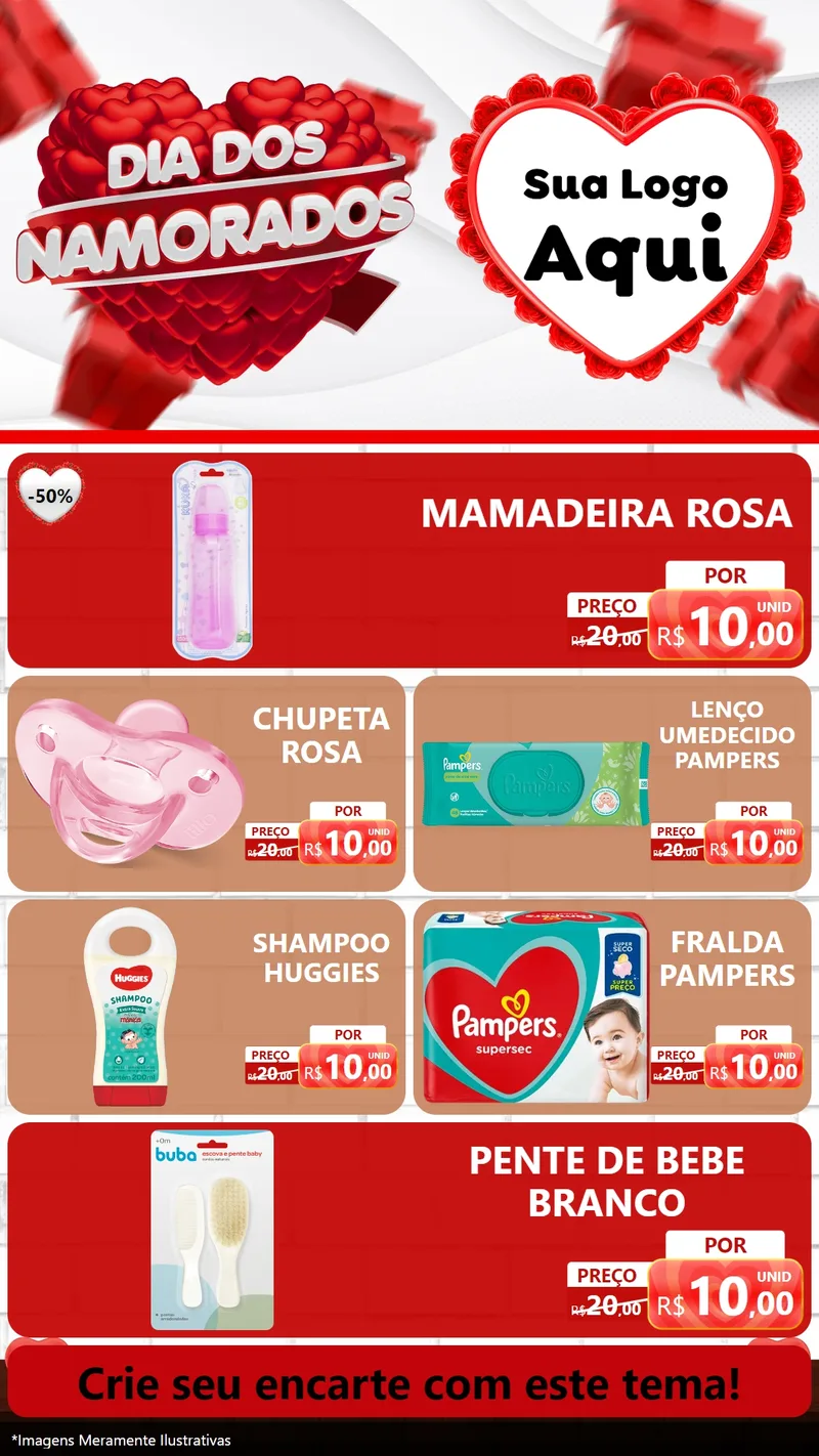 Modelo de TV para TV Vertical com o tema Dia dos Namorados para Bebês