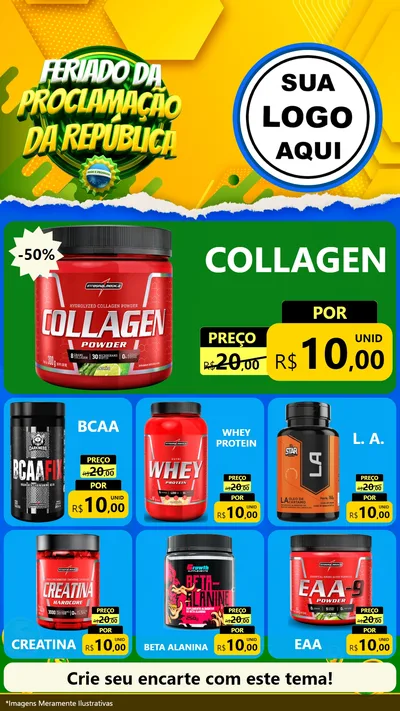 Modelo de Rede Social para Stories com o tema Feriado da Proclamação da República para Suplementos alimentares