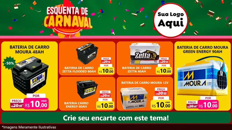 Modelo de TV para TV Horizontal com o tema Esquenta de Carnaval para Baterias Elétricas