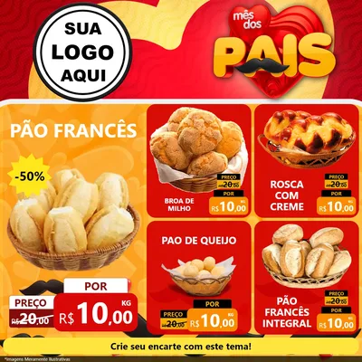 Modelo de Rede Social para Feed Facebook com o tema Mês Dos Pais para Padaria