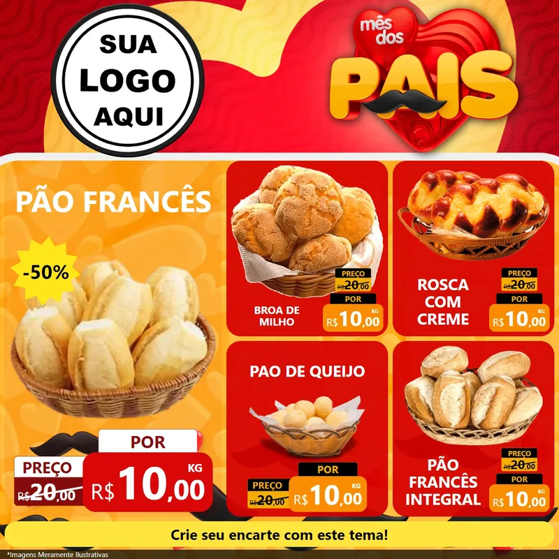 Modelo de Rede Social para Feed Facebook com o tema Mês Dos Pais para Padaria