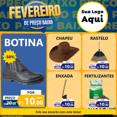 Modelo de Rede Social para Feed Facebook com o tema Fevereiro de Preço Baixo para Agropecuária
