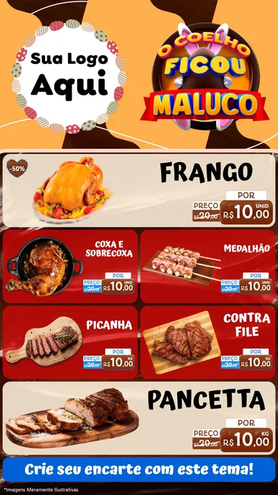 Modelo de TV para TV Vertical com o tema O Coelho Ficou Maluco - Páscoa para Assados