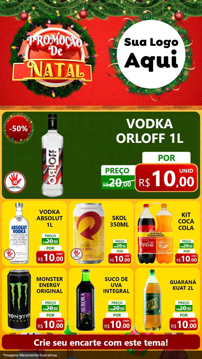 Modelo de Rede Social para Stories com o tema Promoção de Natal para Distribuidora de bebidas