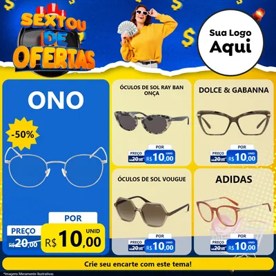 Modelo de Rede Social para Feed Facebook com o tema Sextou de Ofertas para Óticas