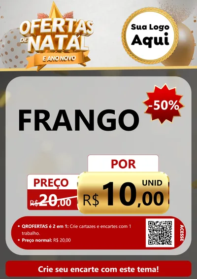 Modelo de Cartaz para Cartaz A4 Vertical com o tema Ofertas De Natal E Ano Novo para Assados