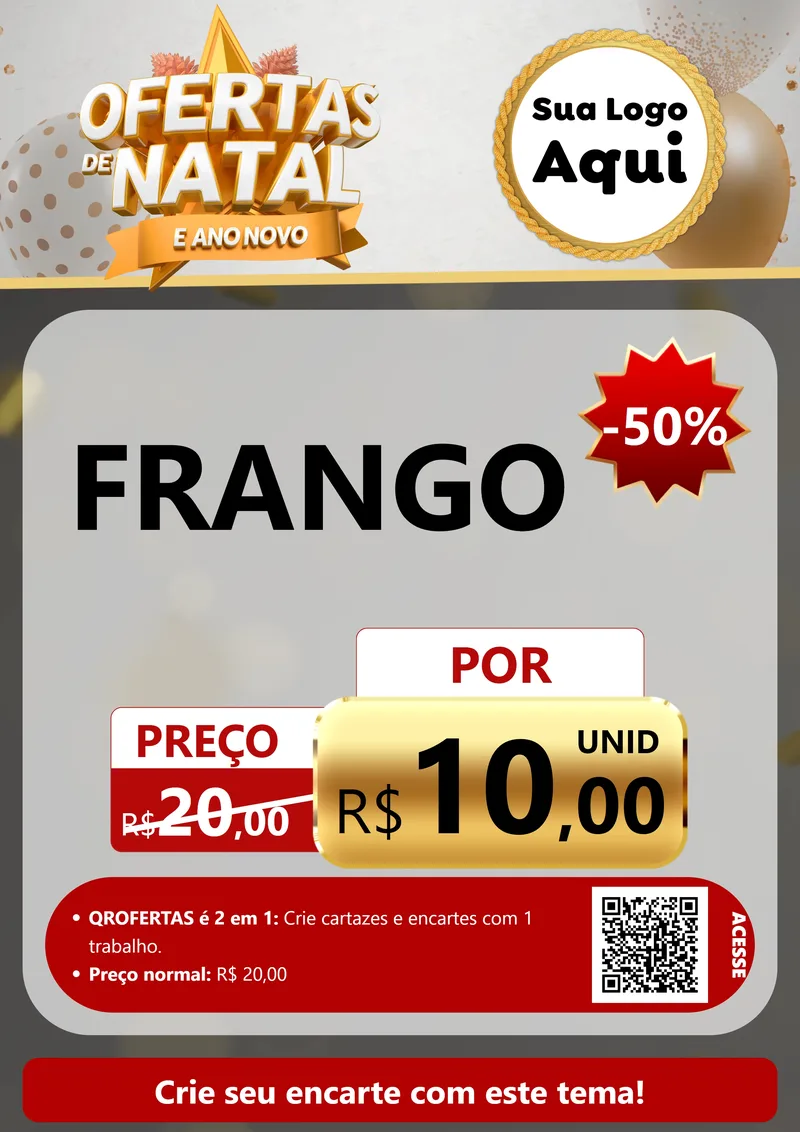 Modelo de Cartaz para Cartaz A4 Vertical com o tema Ofertas De Natal E Ano Novo para Assados
