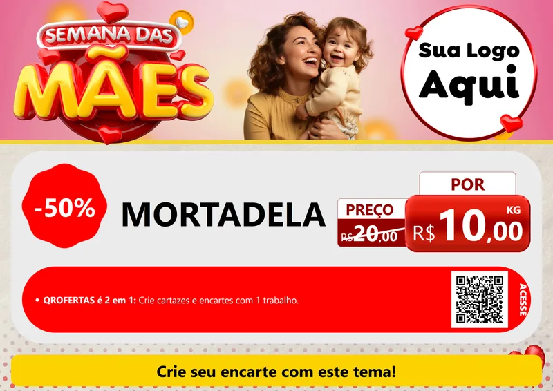 Modelo de Cartaz para Cartaz A4 Horizontal com o tema Semana das Mães para Frios e Laticínios