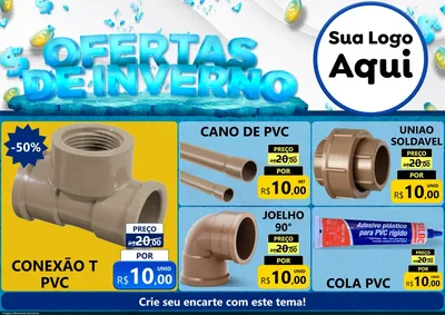 Modelo de Encarte para Encarte A4 Horizontal com o tema Ofertas de Inverno para Tubos e conexões