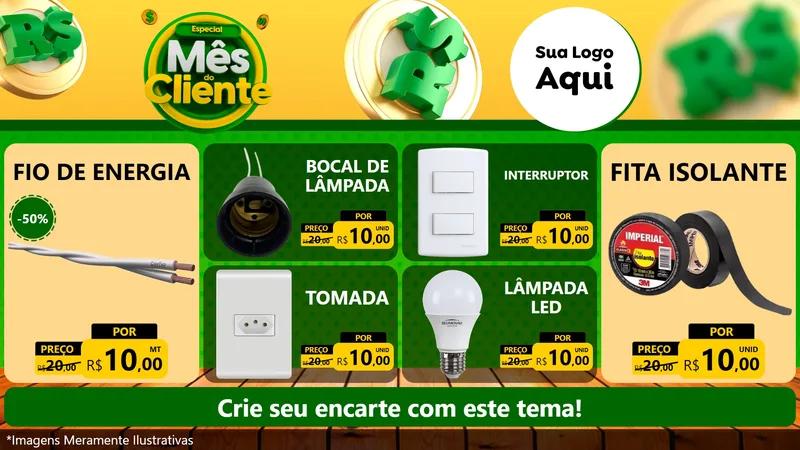 Modelo de TV para TV Horizontal com o tema Especial Mês do Cliente para Materiais Elétricos