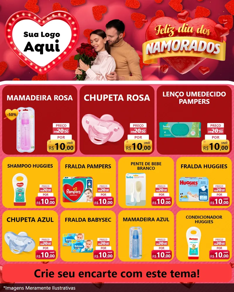Modelo de Rede Social para Feed Instagram com o tema Feliz Dia Dos Namorados para Bebês