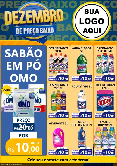 Modelo de Encarte para Encarte A4 Vertical com o tema Dezembro de Preço Baixo para Produtos de Limpeza