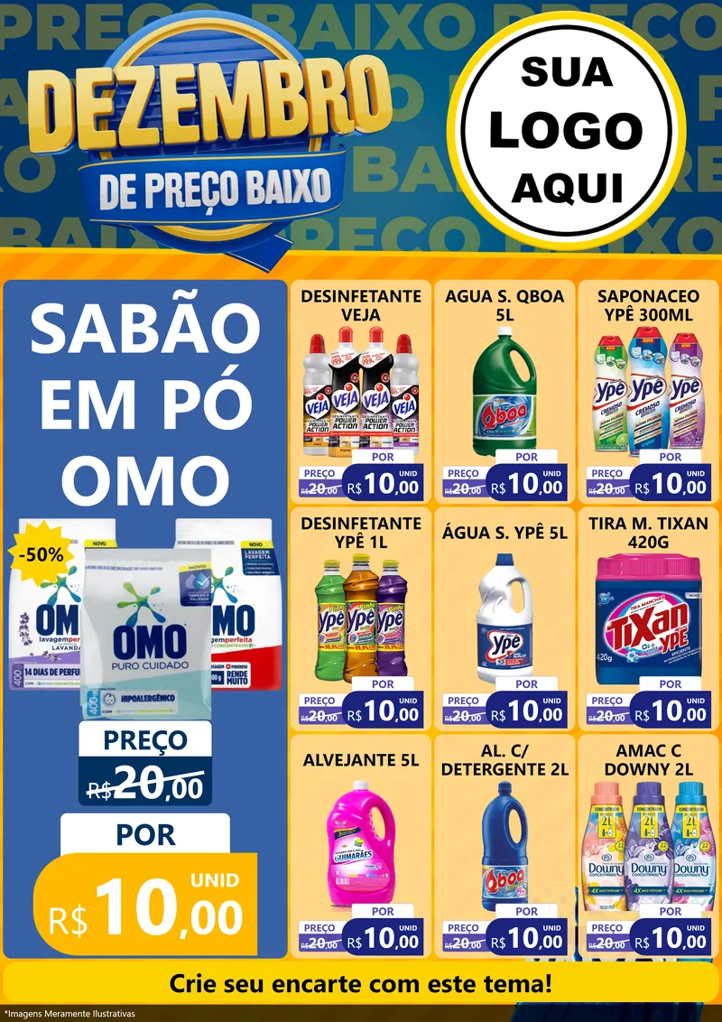 Modelo de Encarte para Encarte A4 Vertical com o tema Dezembro de Preço Baixo para Produtos de Limpeza