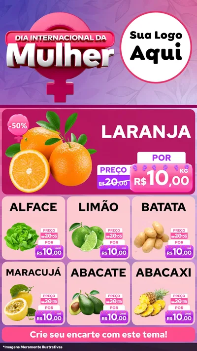 Modelo de Rede Social para Stories com o tema Dia Internacional da Mulher para Hortifrúti