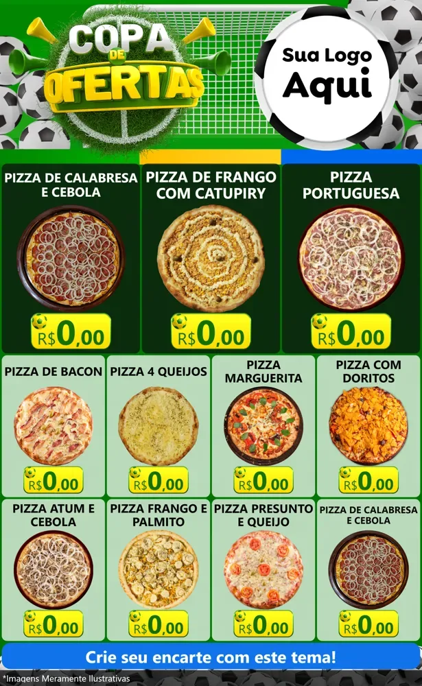 Modelo de Encarte para Encarte Grande com o tema Copa De Ofertas para Pizzaria