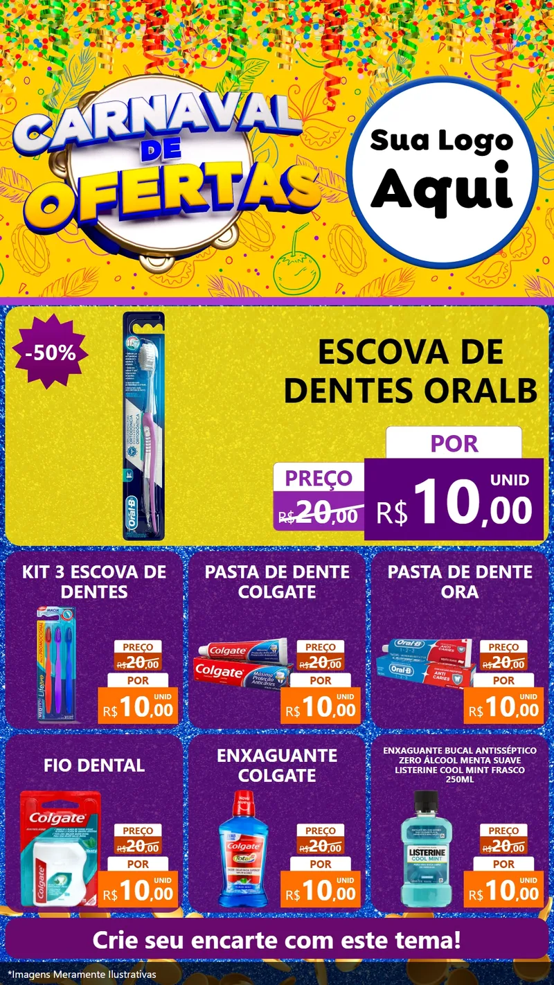 Modelo de Rede Social para Stories com o tema Carnaval de Ofertas para Higiene Pessoal