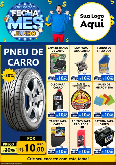 Modelo de Encarte para Encarte A4 Vertical com o tema Operação Fecha Mês, Junho para Auto peças