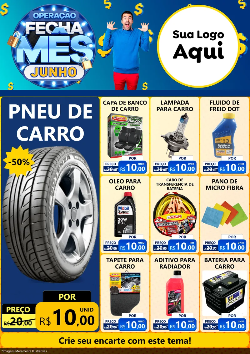 Modelo de Encarte para Encarte A4 Vertical com o tema Operação Fecha Mês, Junho para Auto peças