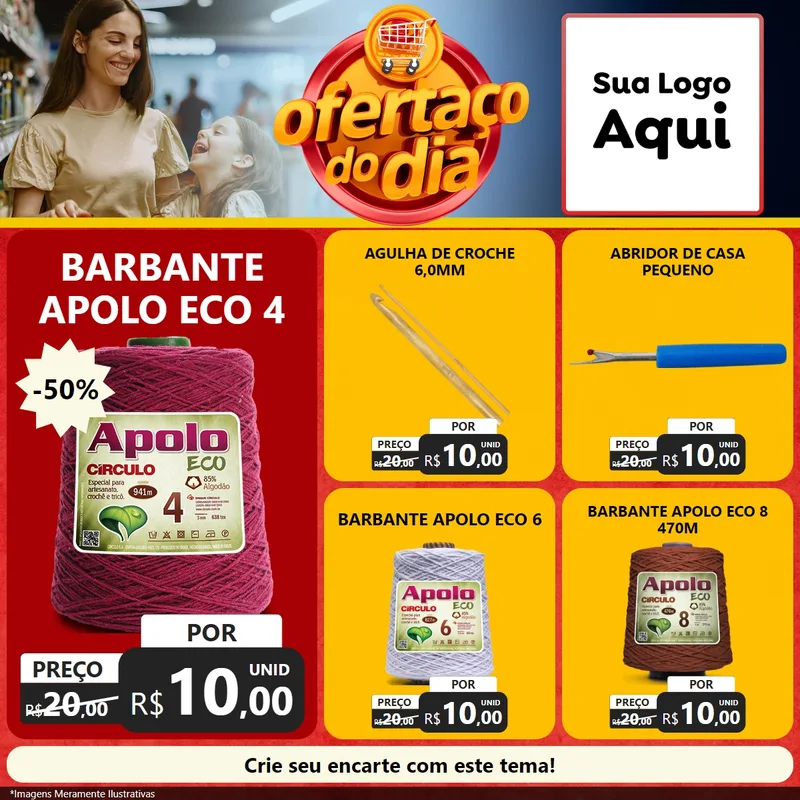 Modelo de Rede Social para Feed Facebook com o tema Ofertaço Do Dia para Armarinho e Aviamentos