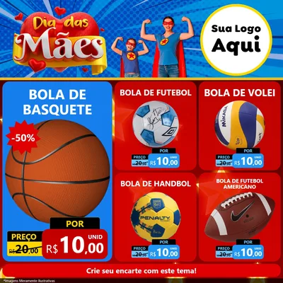 Modelo de Rede Social para Feed Facebook com o tema Dia das Mães para Artigos Esportivos
