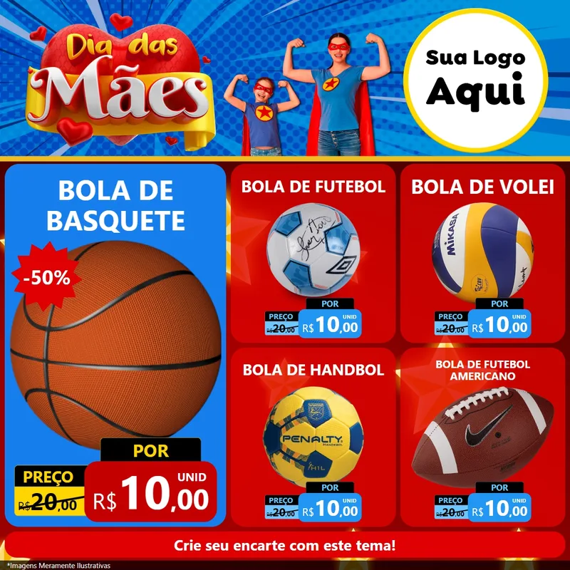Modelo de Rede Social para Feed Facebook com o tema Dia das Mães para Artigos Esportivos